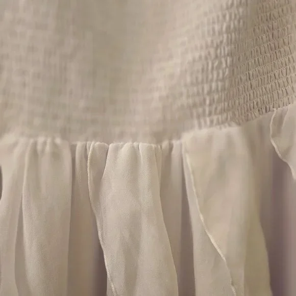 Sleeveless boho Bridal Spring white smocked drop waist bodice ruffle skirt 2X - Picture 12 of 13